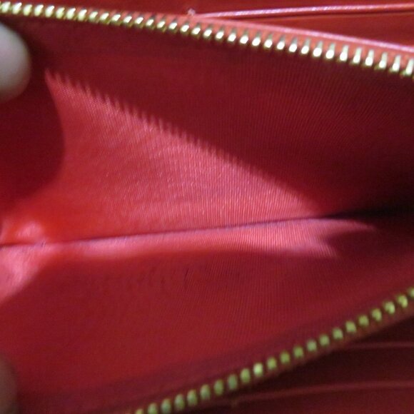 MIU MIU Prada Orange Italian Patent Leather Italian Long Wallet Full Zip Bow GUC - Picture 10 of 12
